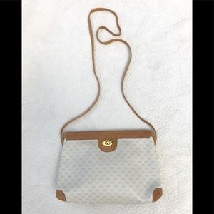 GUCCI vintage white GG logo canvas cross body bag